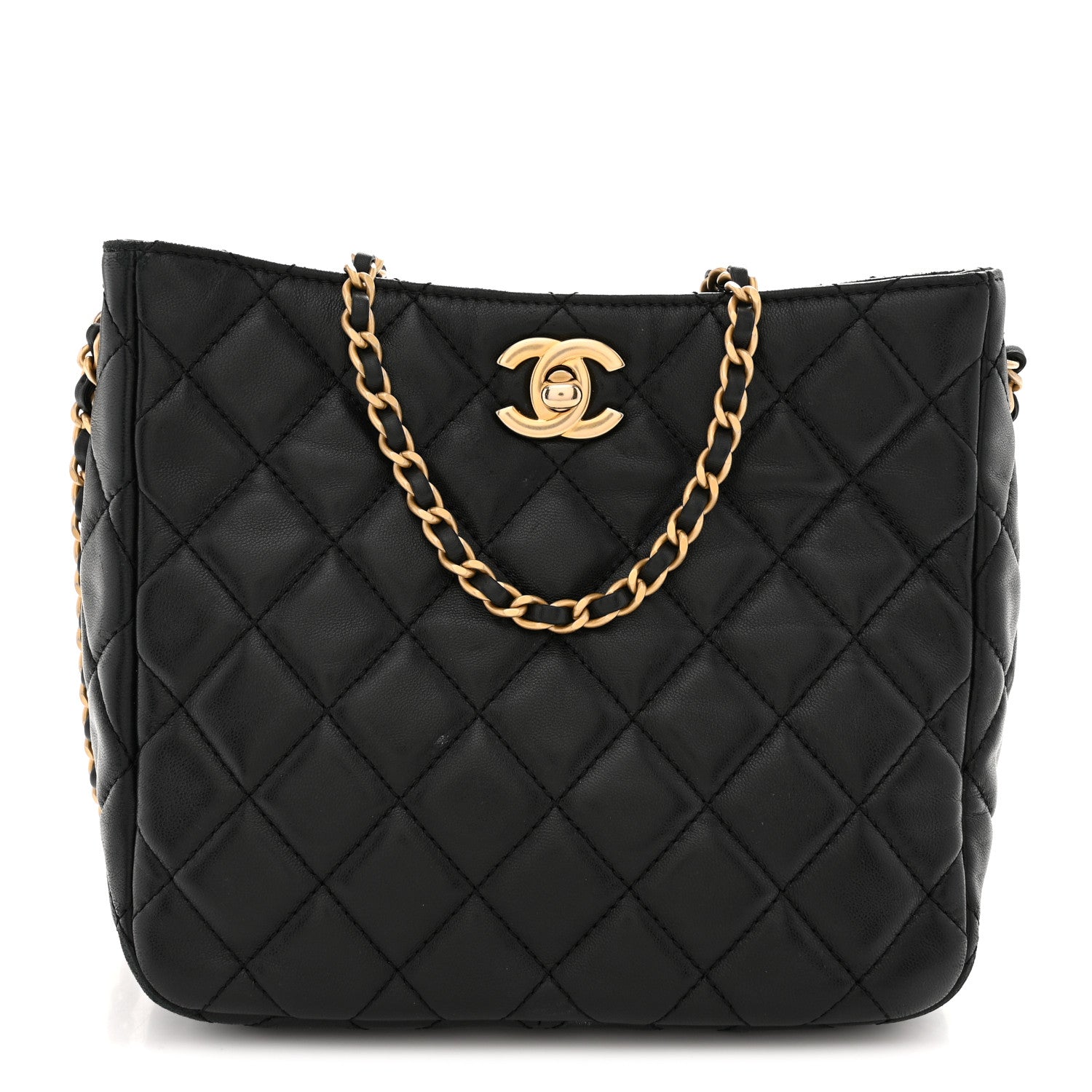 Lambskin Quilted Small Pearl Crush Hobo Black