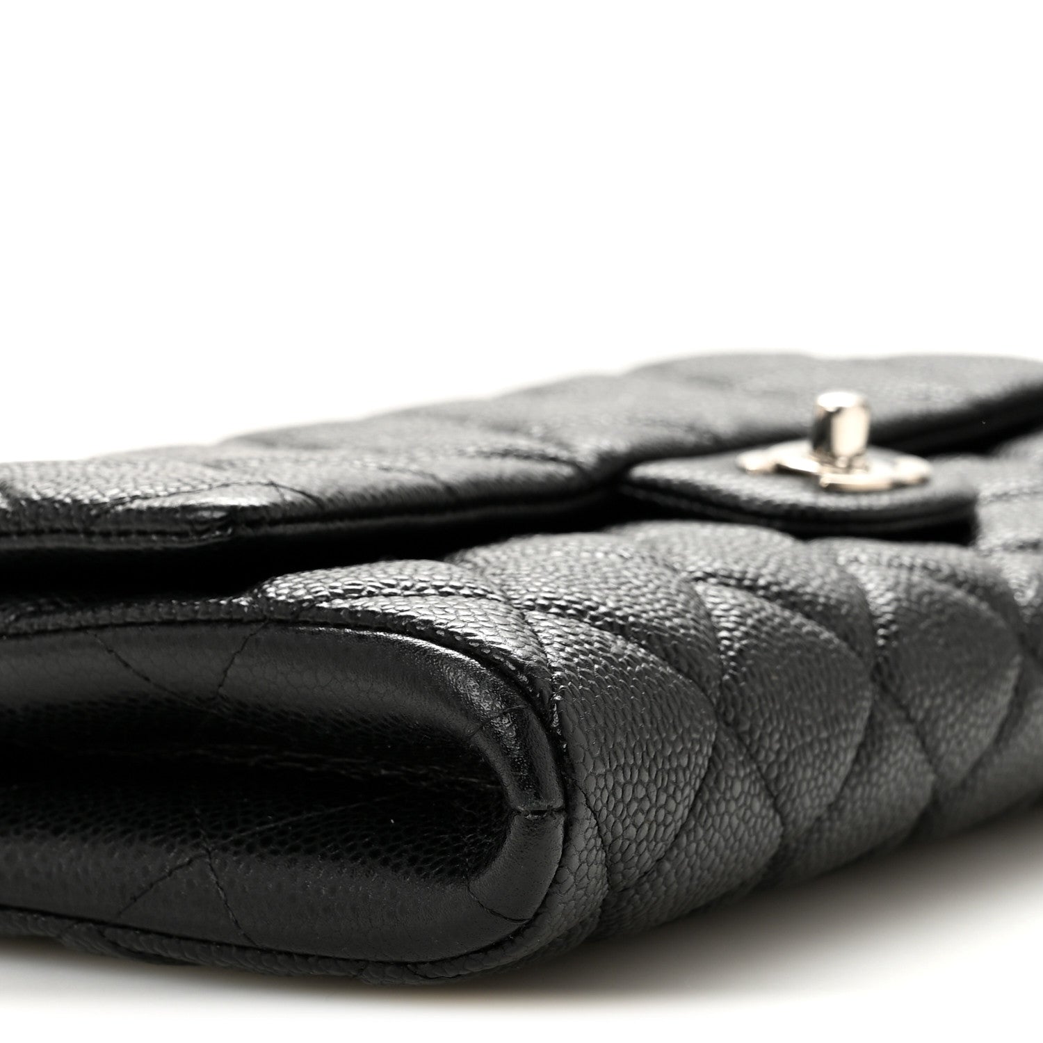 Caviar Quilted Clutch With Chain Flap Black