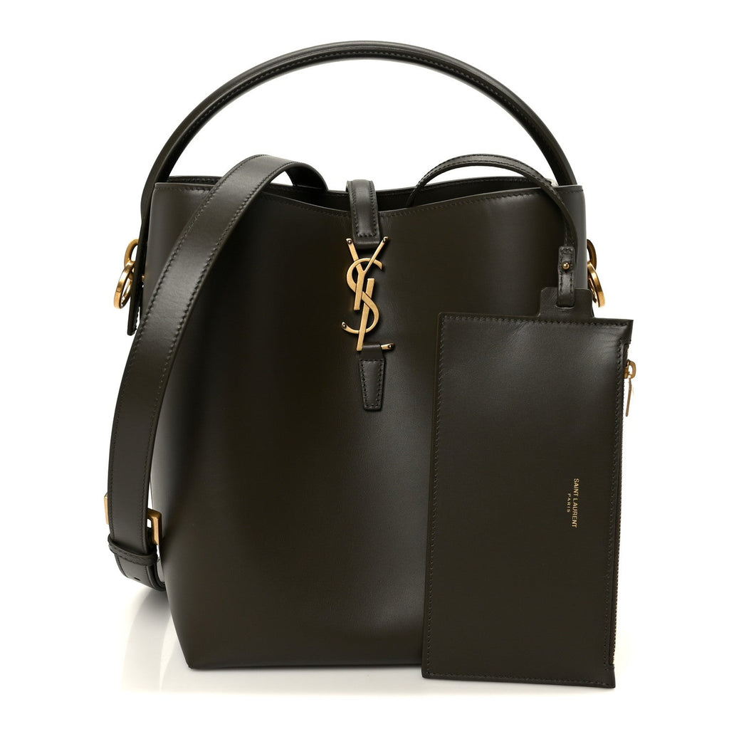 Shiny Calfskin Le 37 Bucket Bag Deep Musk