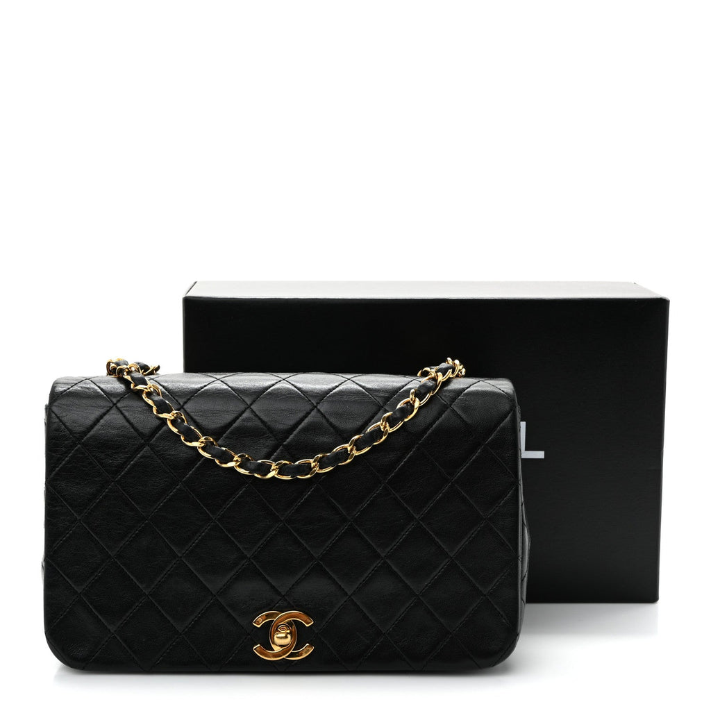 Lambskin Quilted Small Single Flap Black
