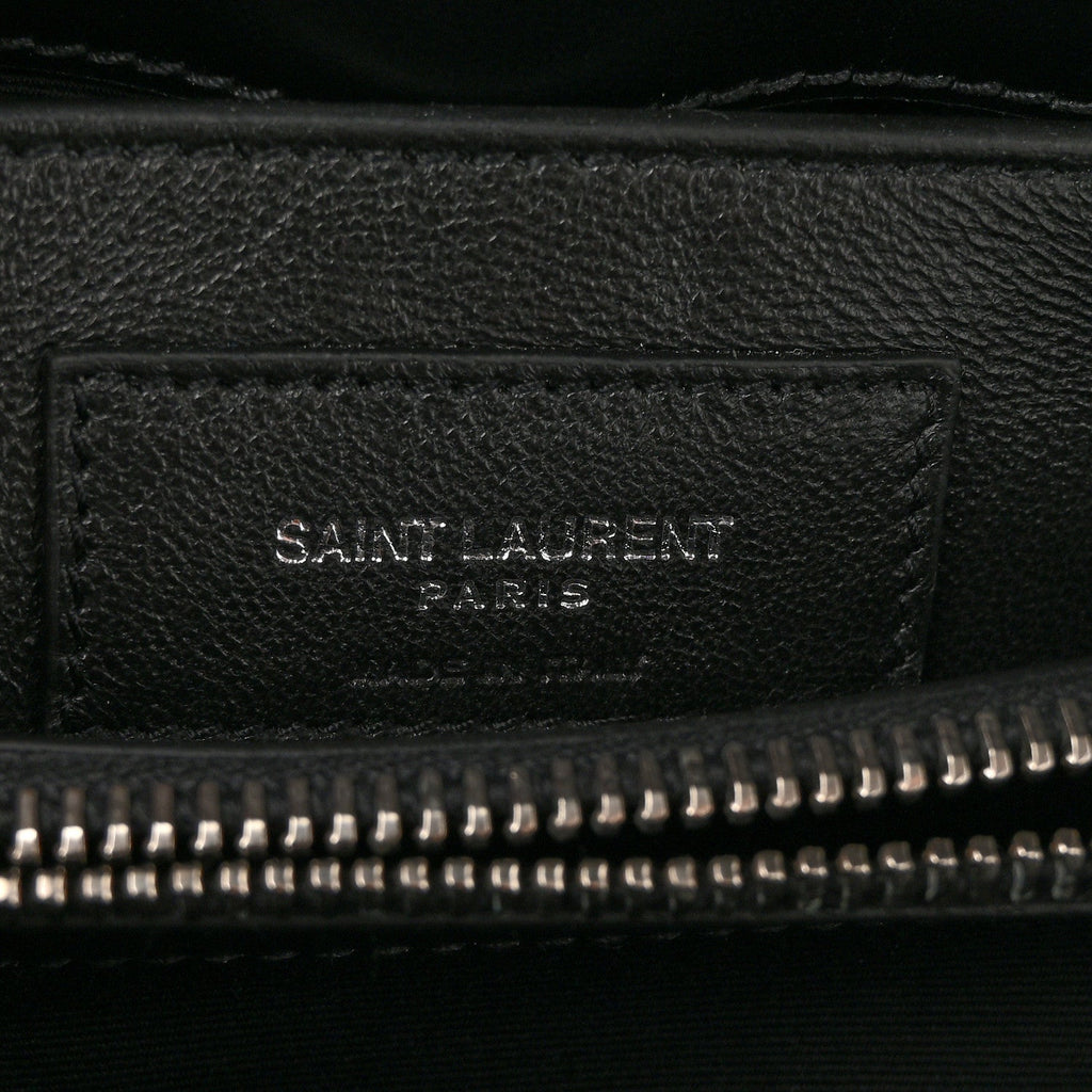 Calfskin Y Quilted Monogram Small Loulou Chain Satchel Black