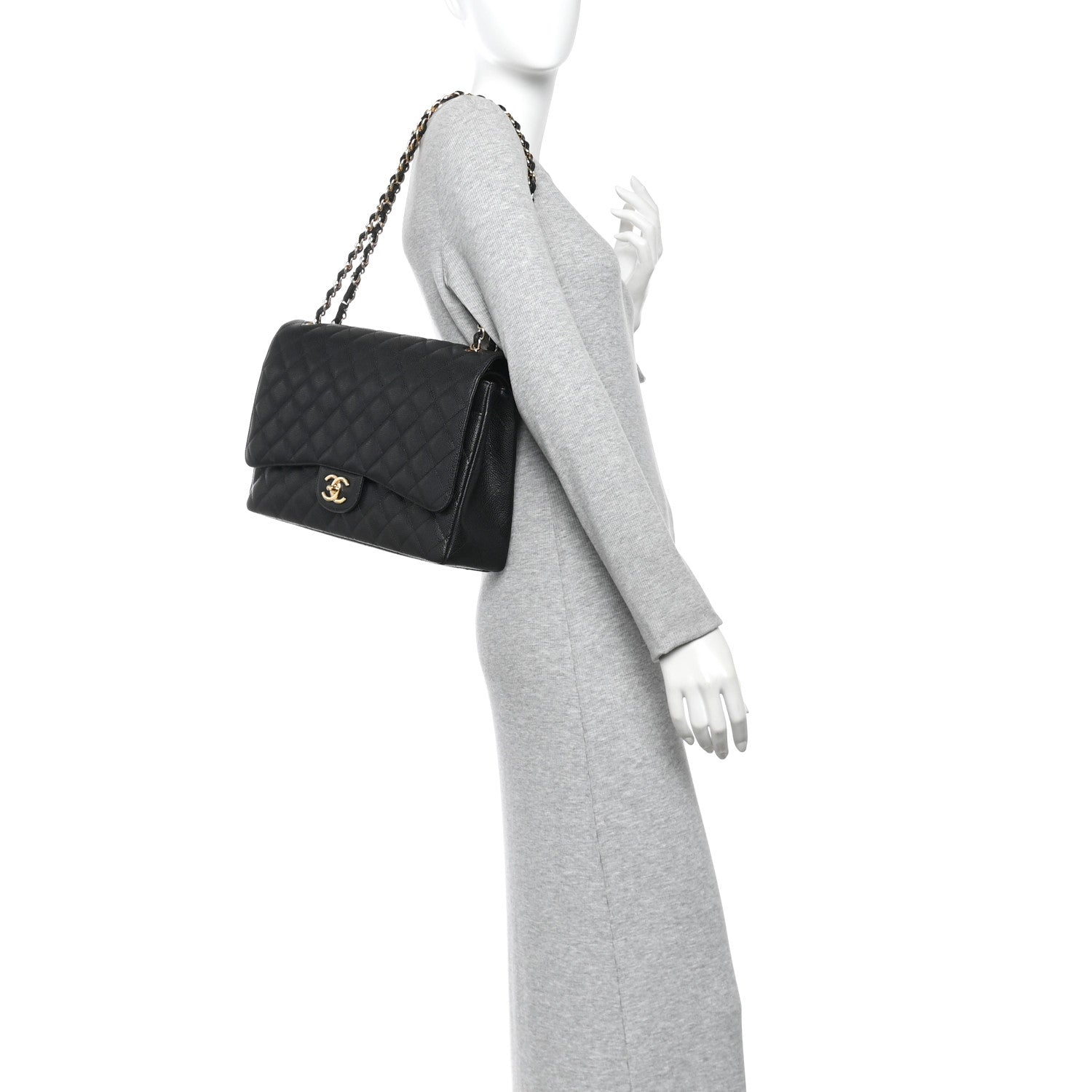Caviar Quilted Maxi Double Flap Black