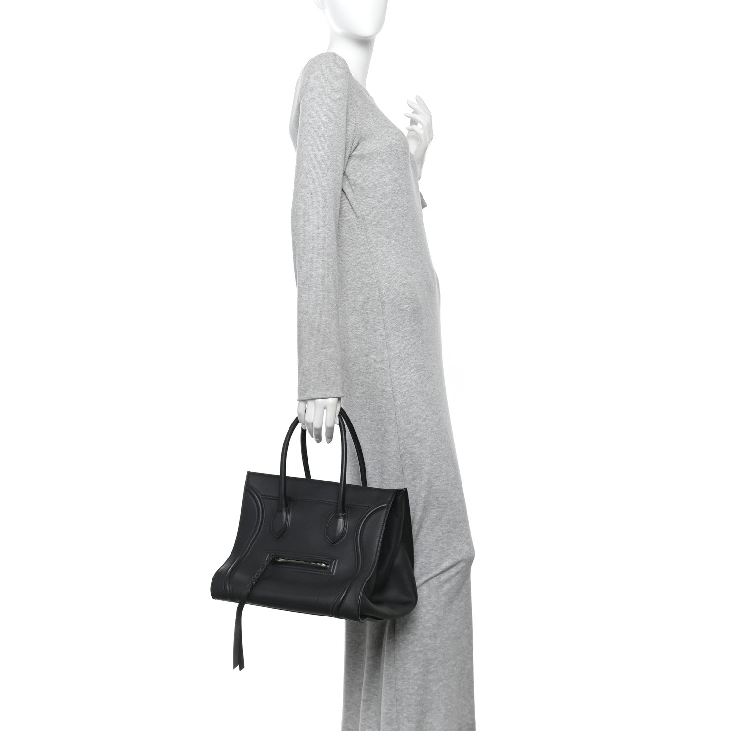 Grained Calfskin Medium Phantom Luggage Black