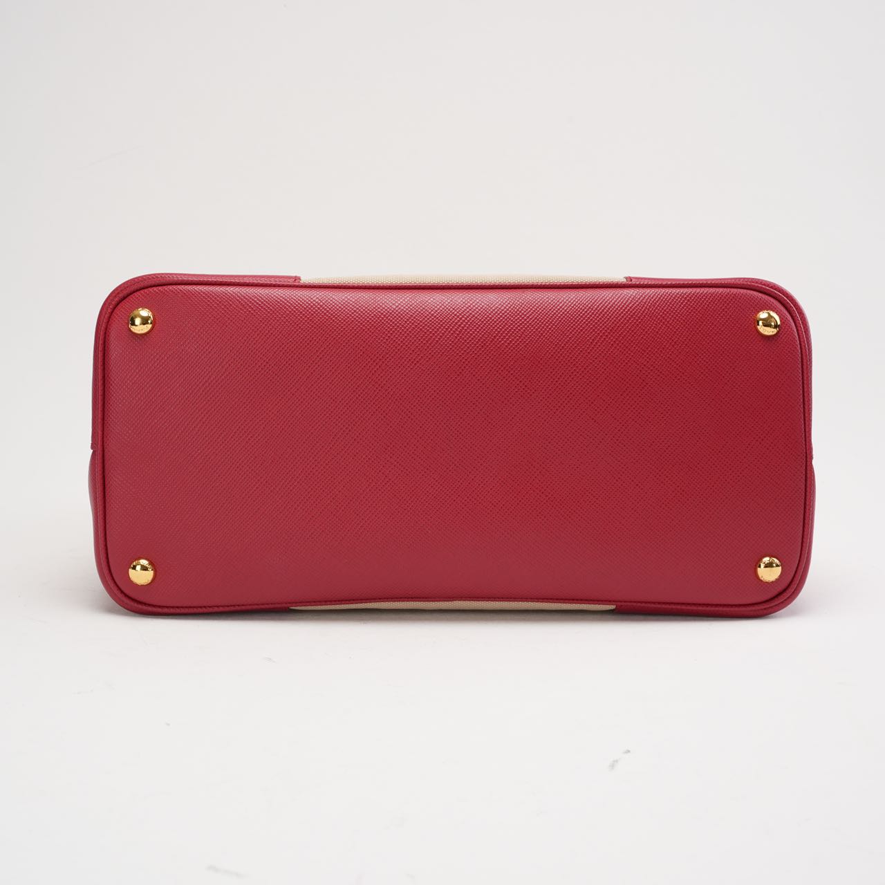 Parada Beige and Red Canapa Saffiano Double Bag