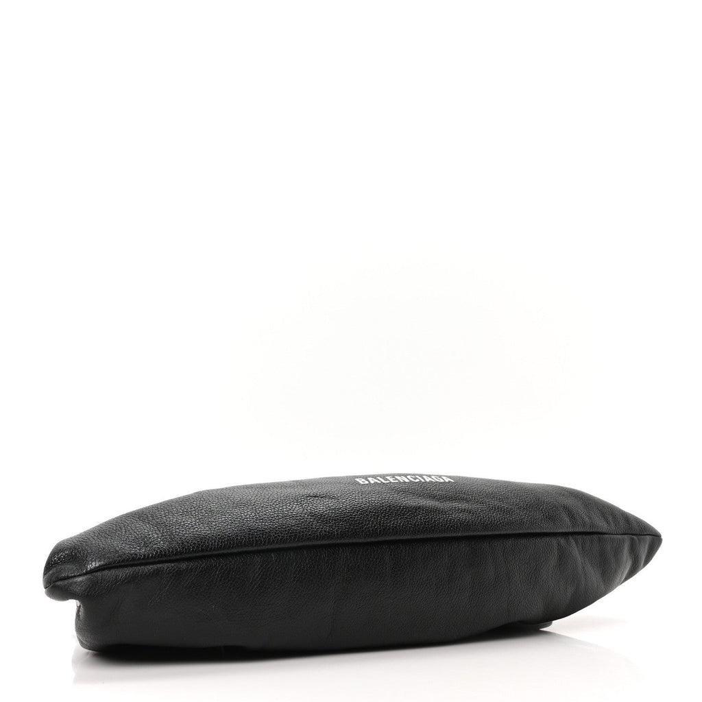 Grained Calfskin Logo XL Cloud Clutch Black