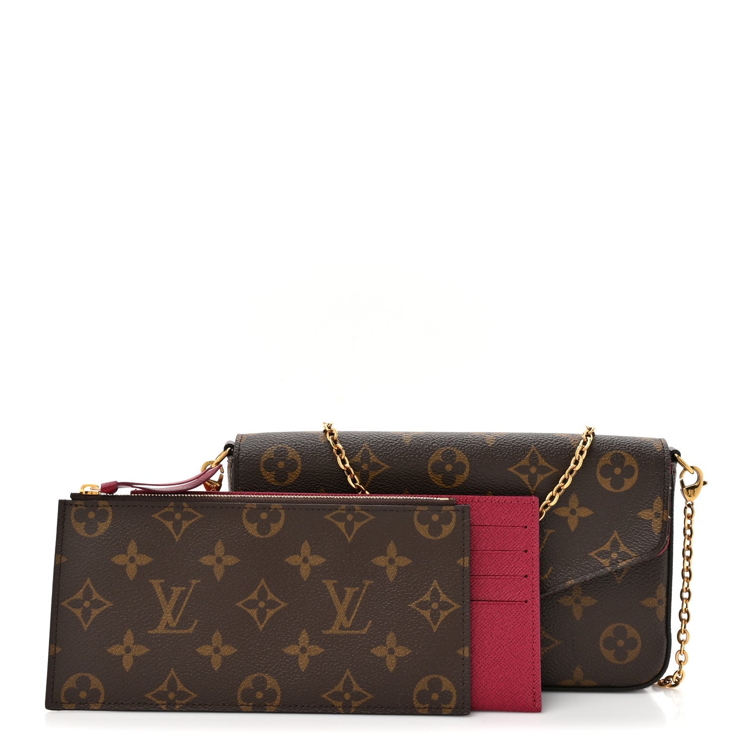 Monogram Pochette Felicie Chain Wallet Fuchsia