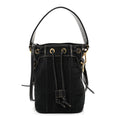 Canvas Vitello King F is Fendi FF Embroidered Mini Mon Tresor Bucket Bag Black