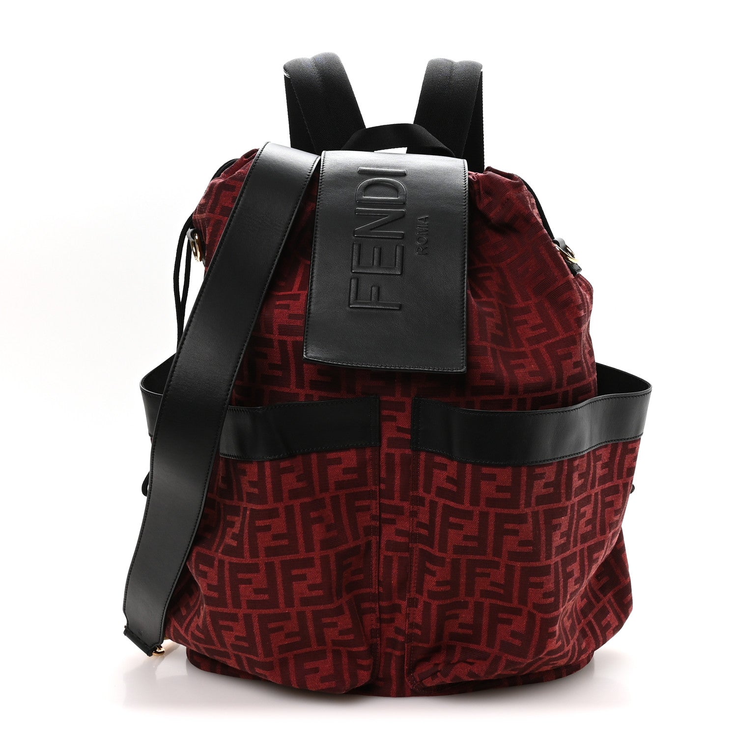 Recycled Fabric Jacquard Vitello Grace FF 1974 Large Fendi Strike Backpack Rosso Marlboro Black