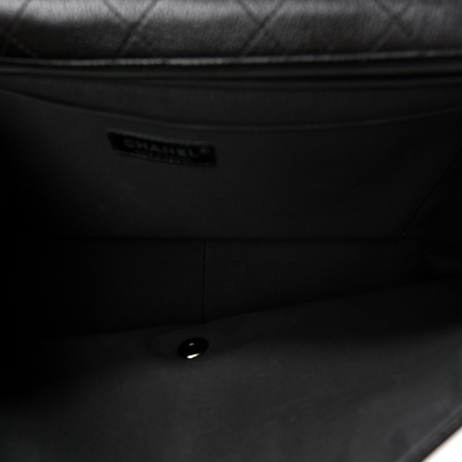 Grained Calfskin Quilted XXL Travel Flap Bag Black