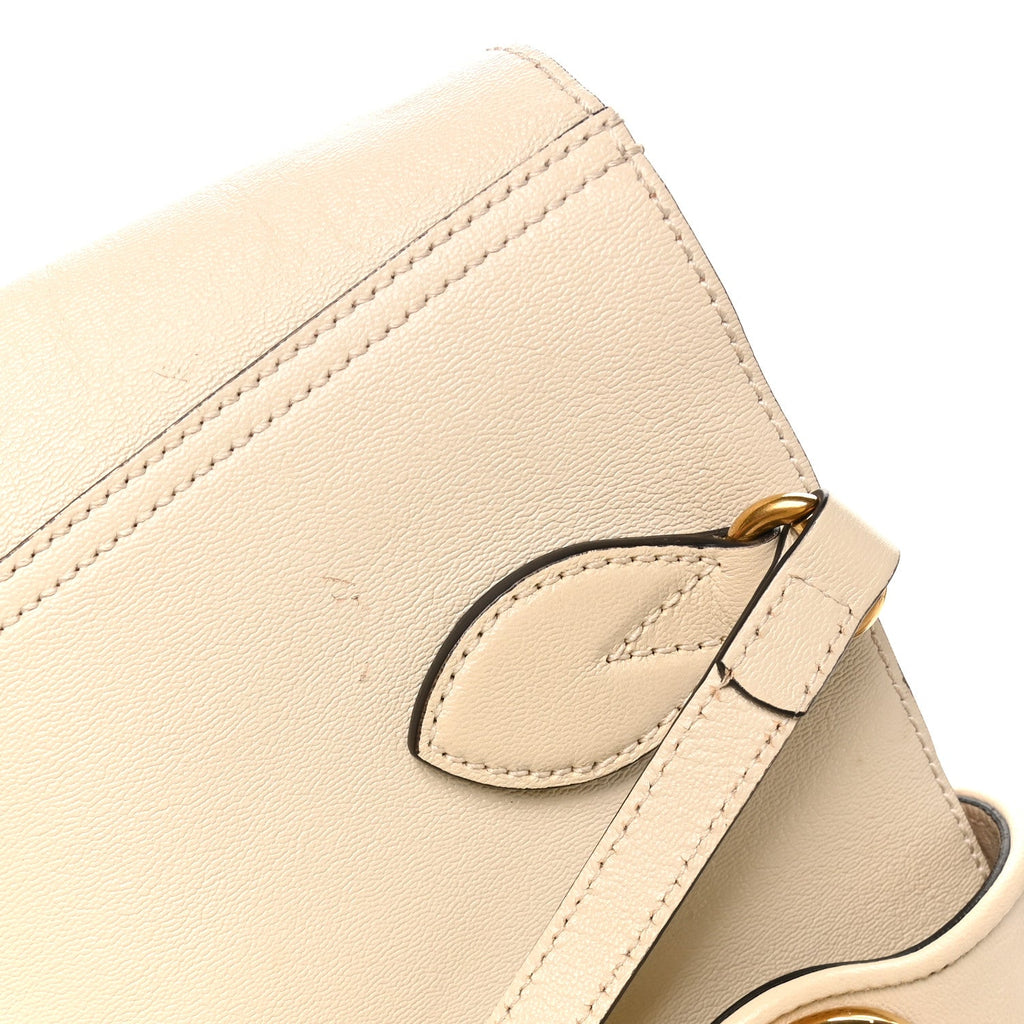 New Sakai Calfskin Lux Small Dahlia Tote Mystic White