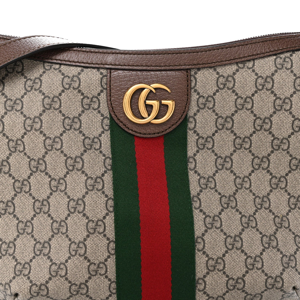 GG Supreme Monogram Web Small Ophidia Half Moon Hobo Brown