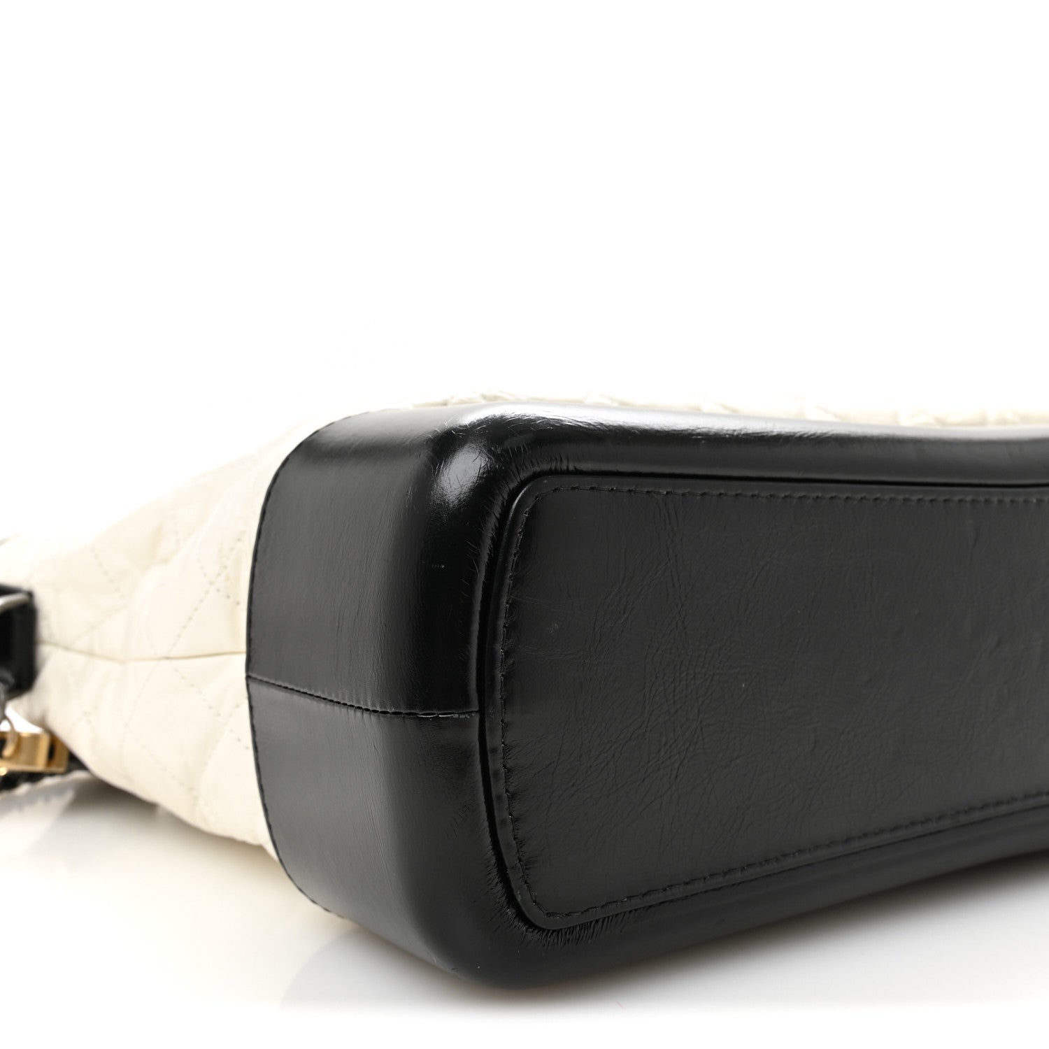 Aged Calfskin Quilted Large Gabrielle Shopping Tote White Black