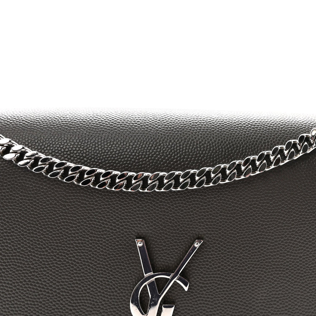 Grain De Poudre Medium Classic Monogram Kate Satchel Earth Grey