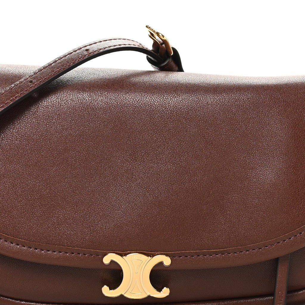 Shiny Lambskin Soft Triomphe Little Half Moon Bag Brick