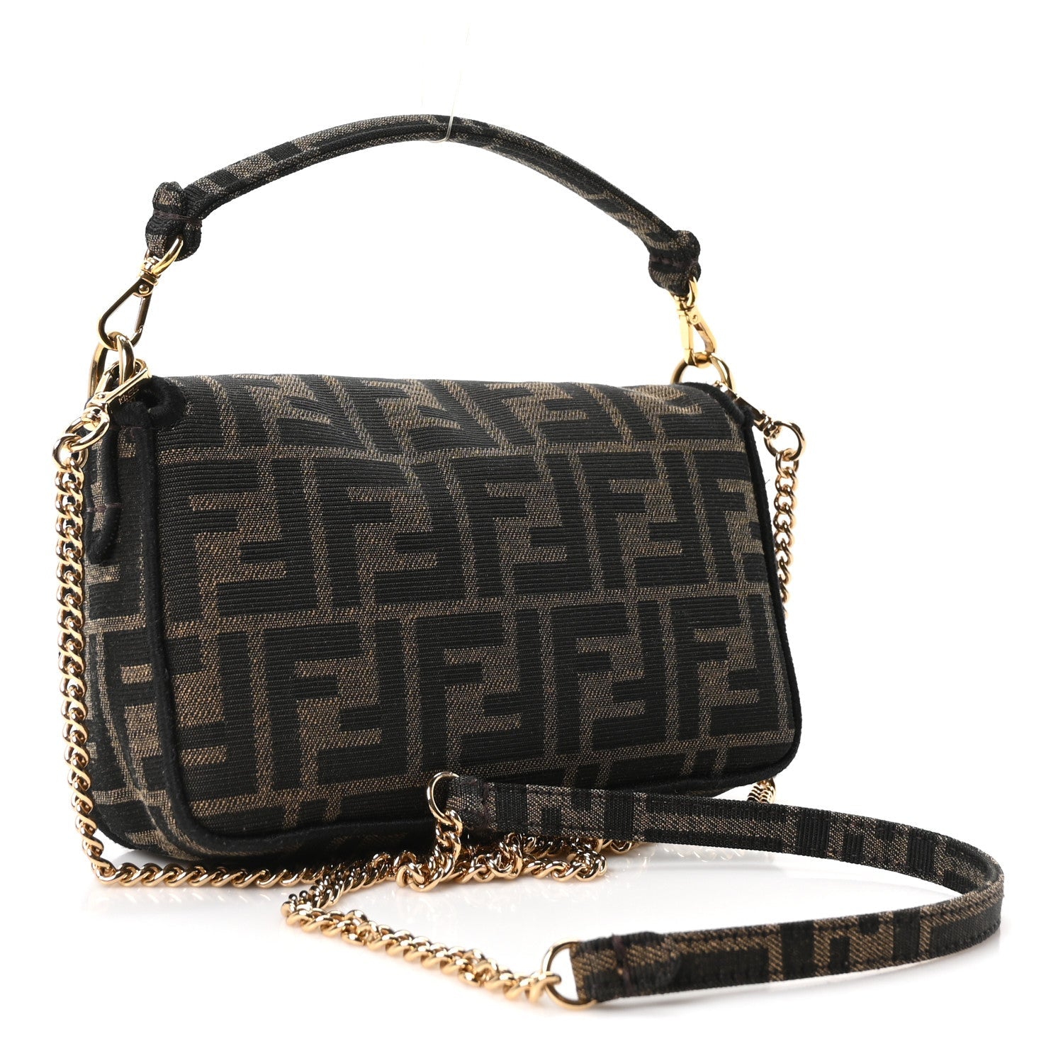 Fabric Jacquard FF 1974 Mini Baguette Tobacco Moro Black