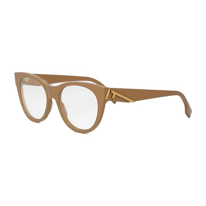 Fendi Eyeglasses Round Full Rim, Brown Frame and Clear Demo Lenses Lens FE50101I045
