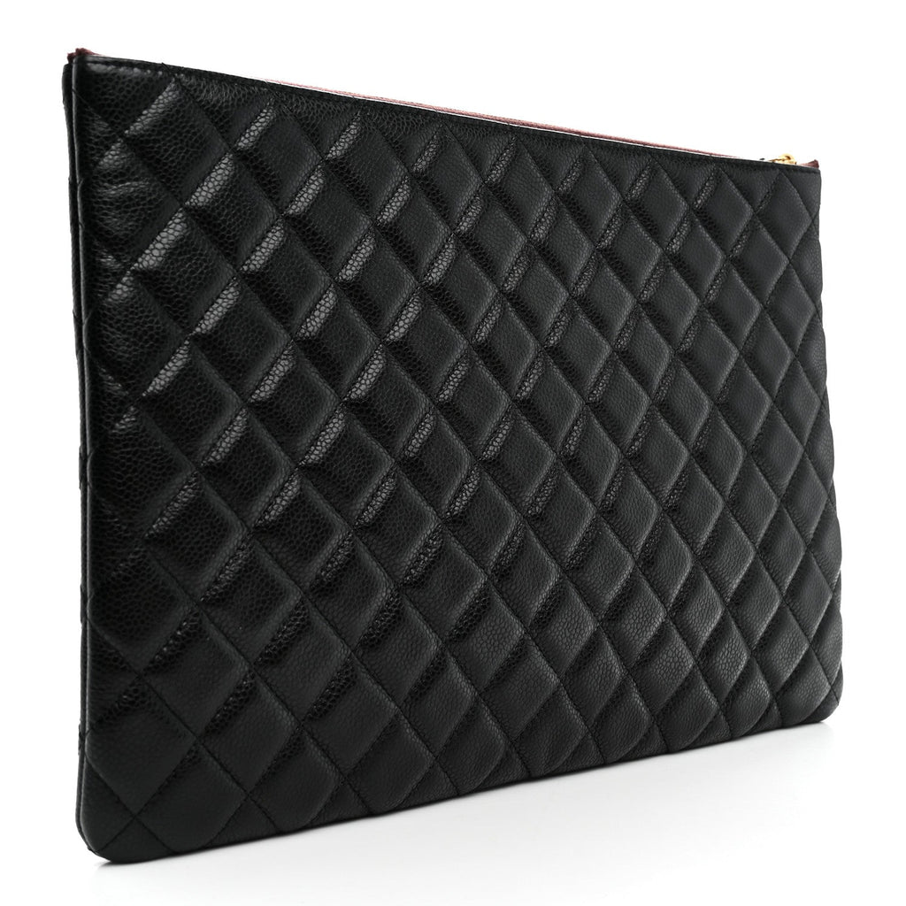 Caviar Quilted Large Cosmetic Case Black
