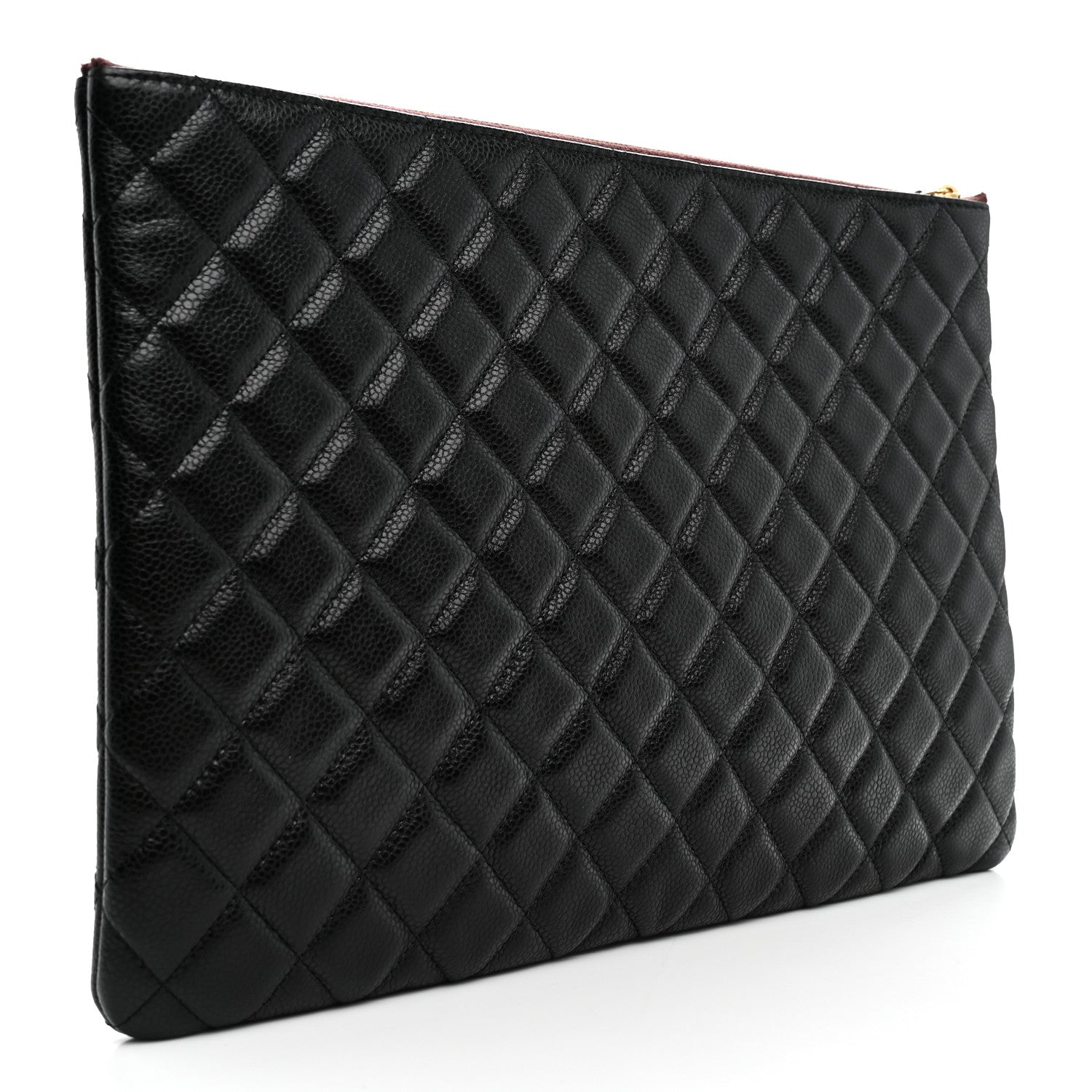 Caviar Quilted Large Cosmetic Case Black