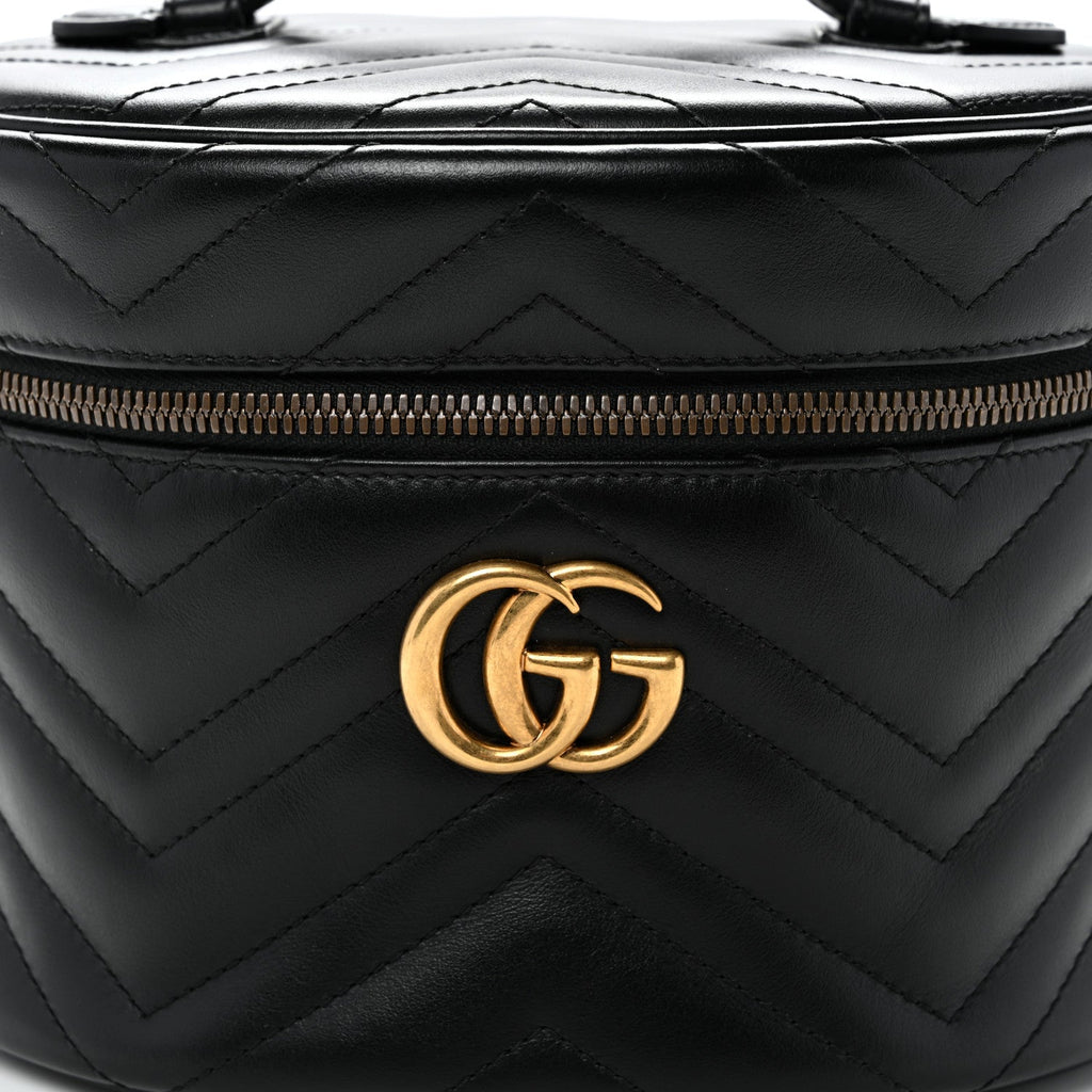 Calfskin Matelasse Small GG Marmont Vanity Cosmetic Case Black