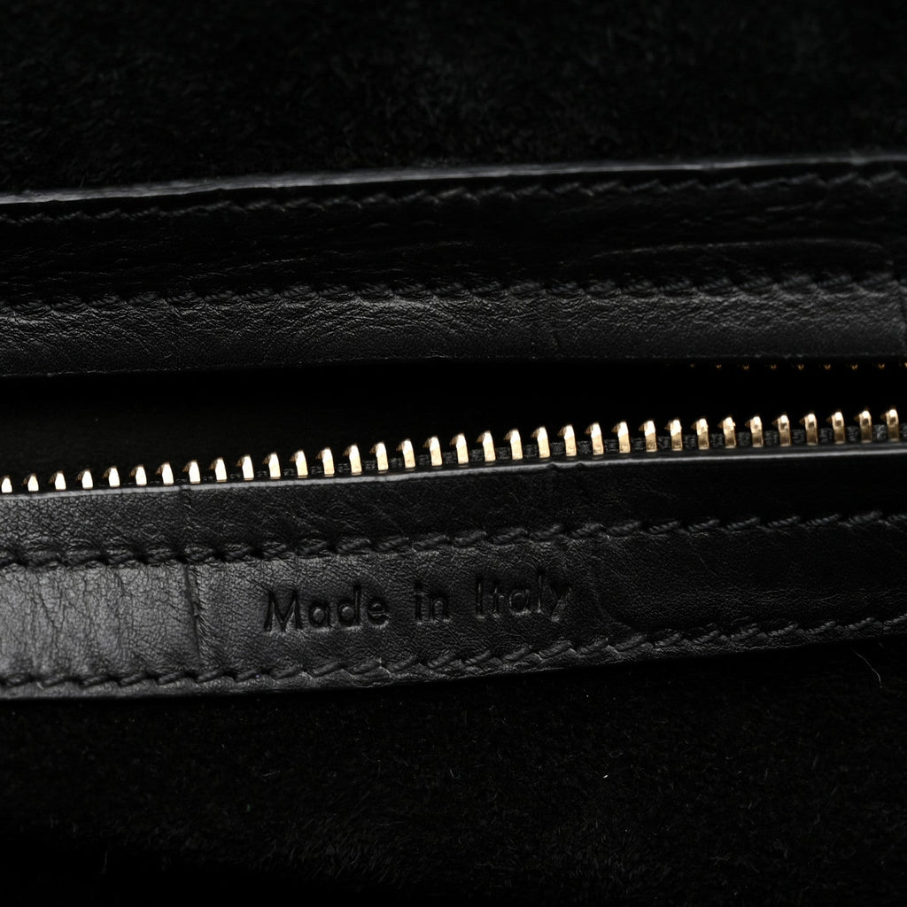 Crocodile Embossed Calfskin Medium Phantom Luggage Black