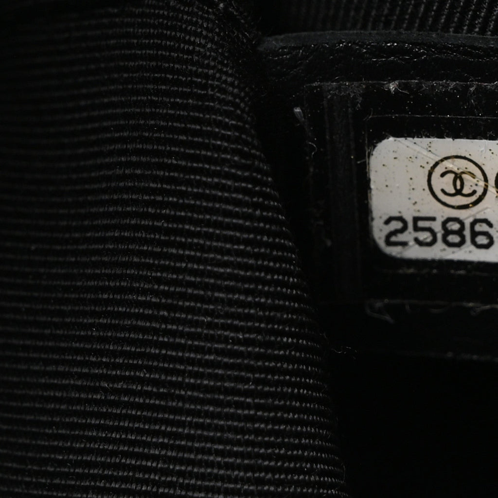 Aged Calfskin Grosgrain Quilted Chain CC Flap Ivory Black