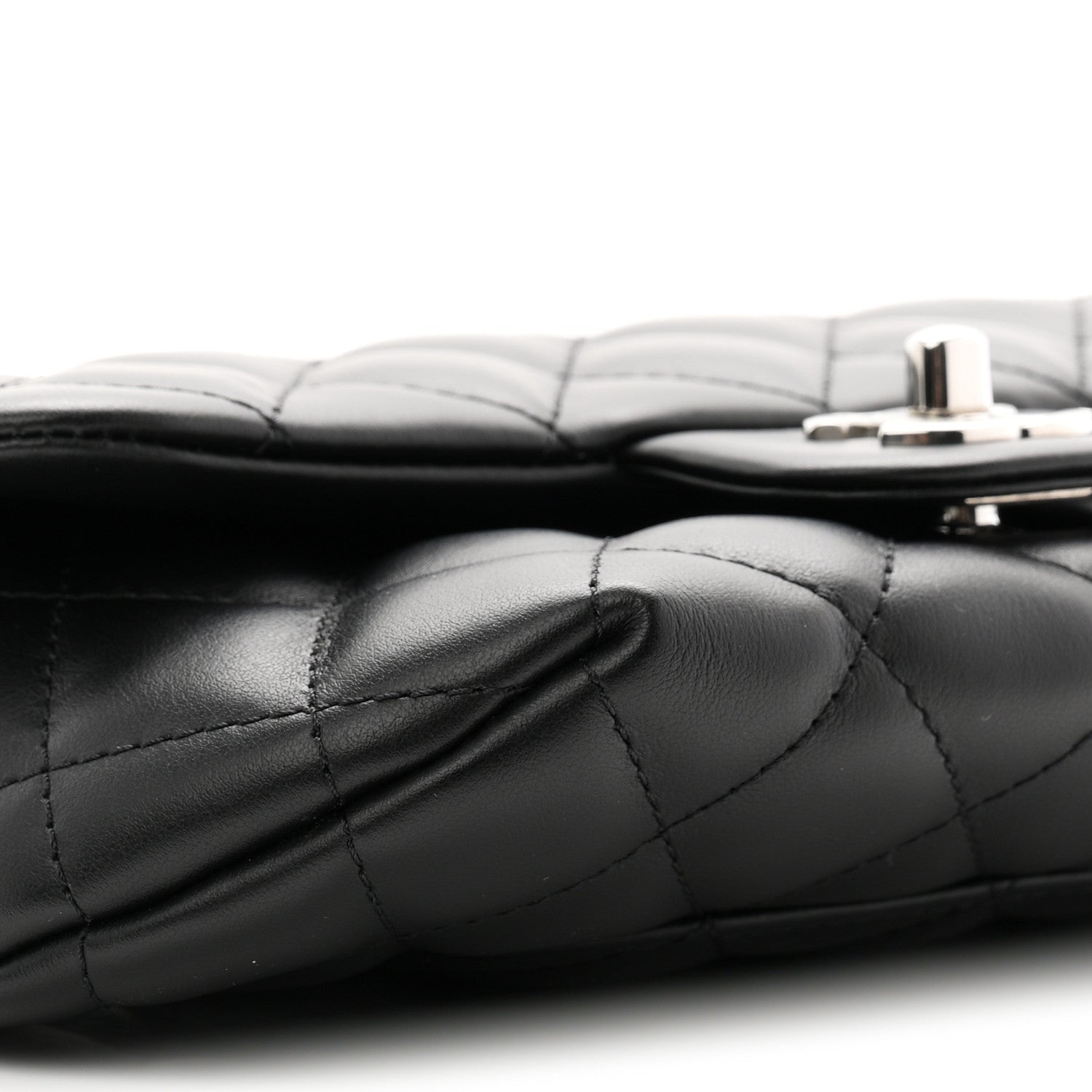 Calfskin Quilted CC Uniform Flap Belt Bag Black