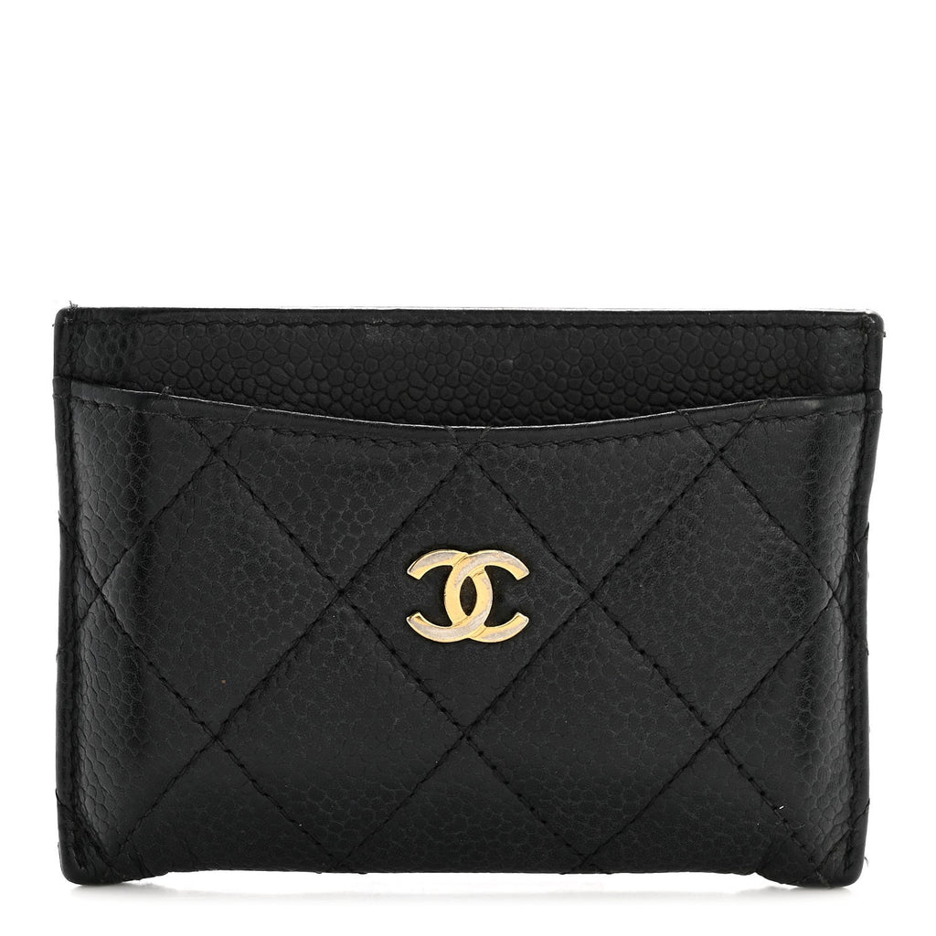 Caviar Quilted Card Holder Black