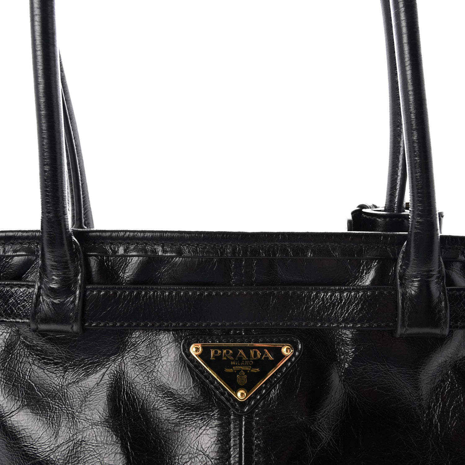 Glossy Calfskin Triangle Large Bonnie Shoulder Bag Black