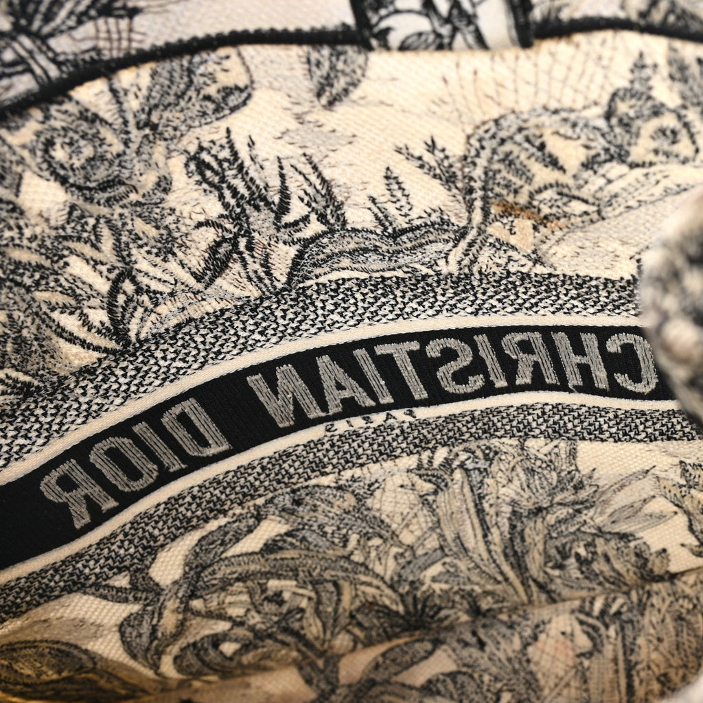 Canvas Embroidered Toile De Jouy Book Tote White Black