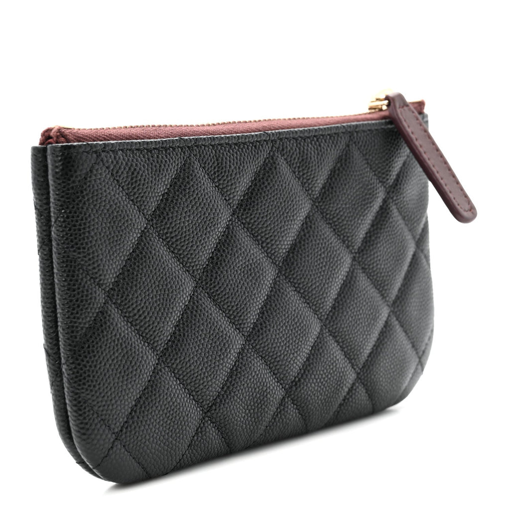 Caviar Quilted Small Cosmetic Case Black