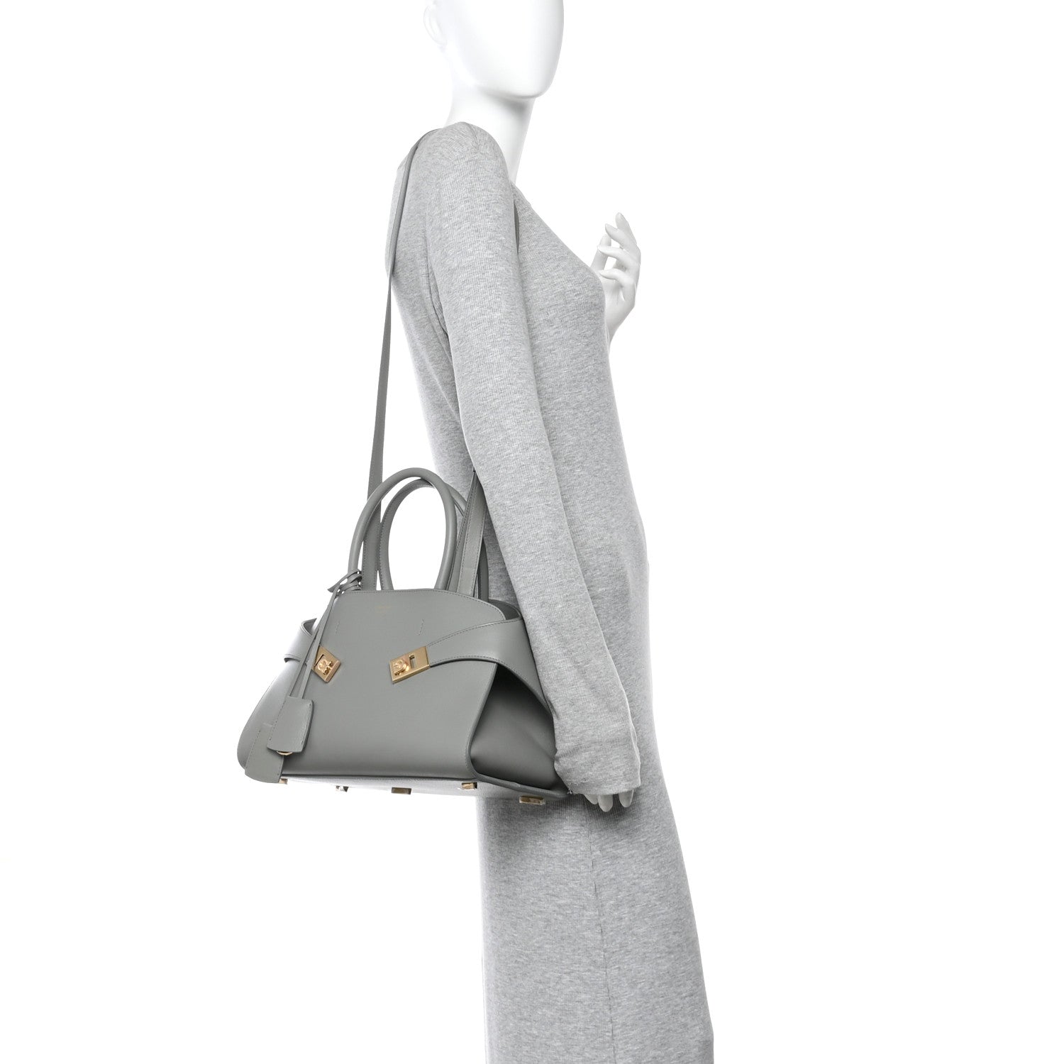 Calfskin Small Hug Bag Ash Grey