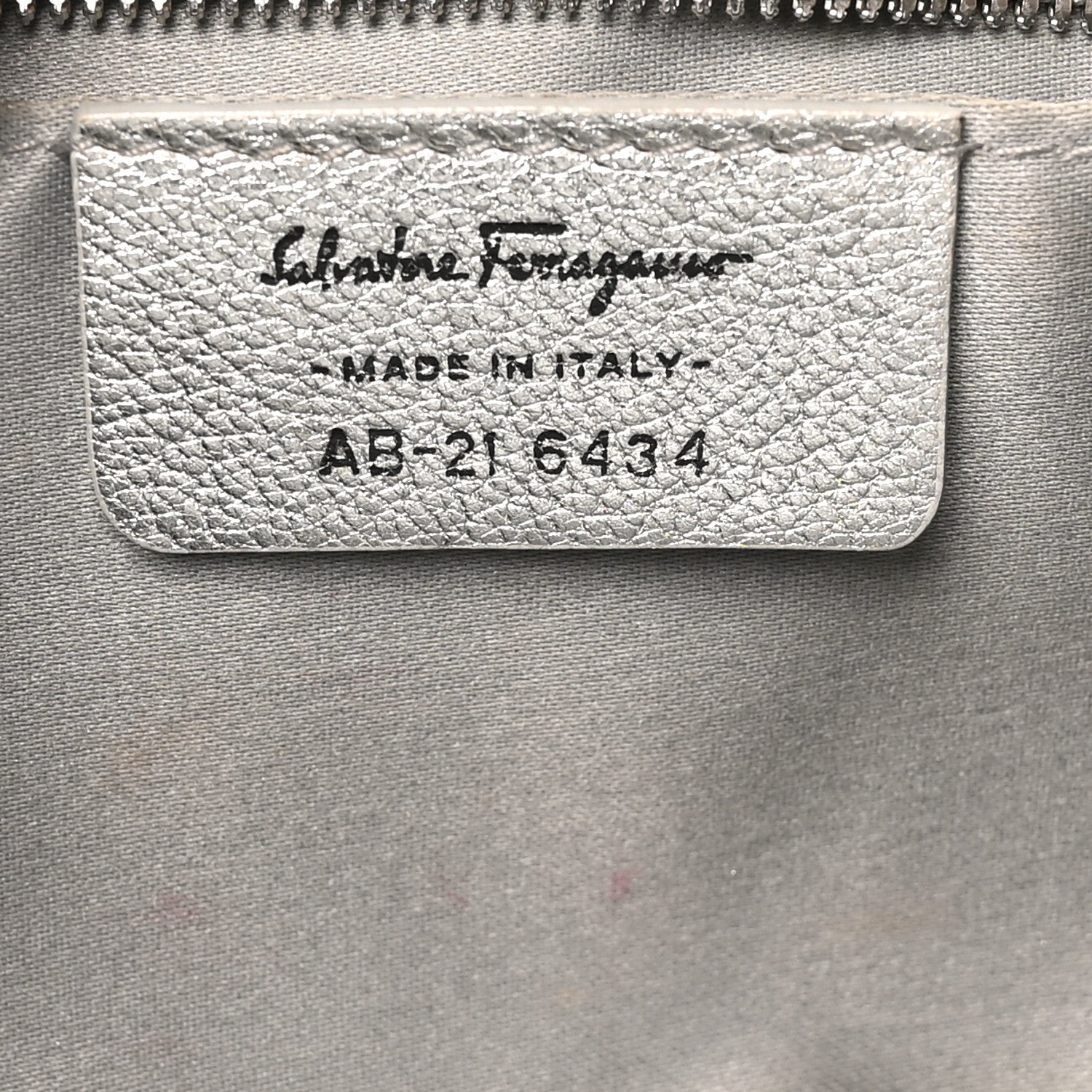 Metallic Calfskin Small Gancini Clutch Silver
