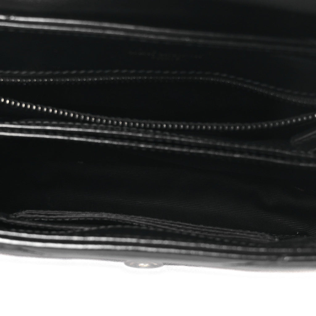 Calfskin Y Quilted Monogram Monochrome Toy Loulou Crossbody Bag Black