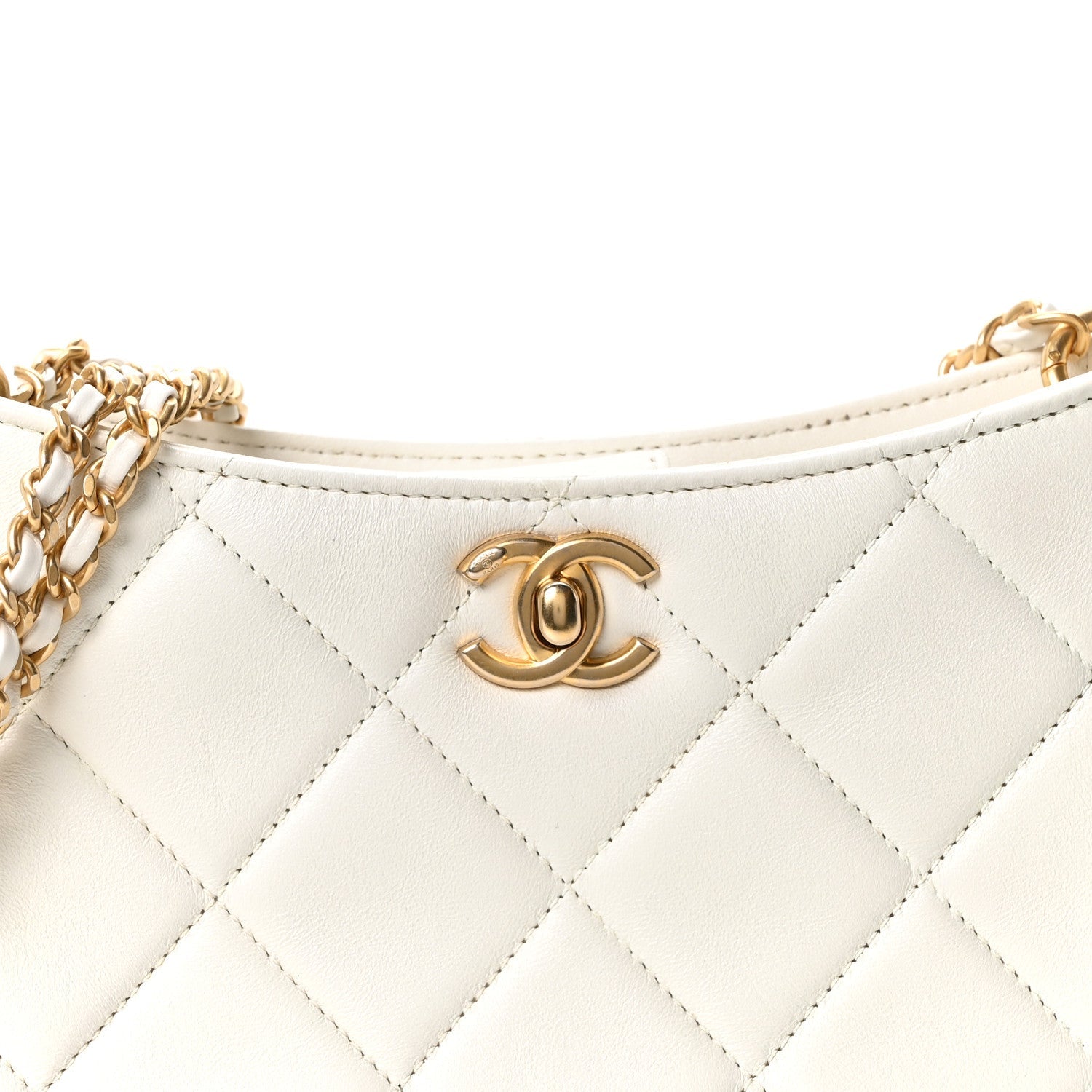 Lambskin Quilted Mini Pearl Crush Hobo White