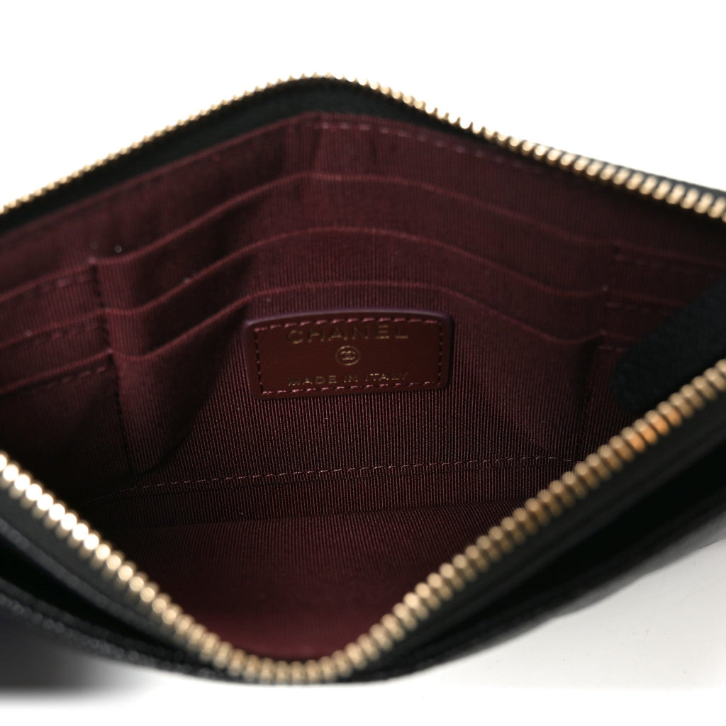 Caviar Quilted Classic Zip Pouch Black