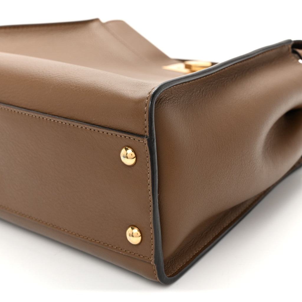 Vitello Seta Fabric Jacquard Pequin Medium Peekaboo Iconic Satchel Foresta Tobacco