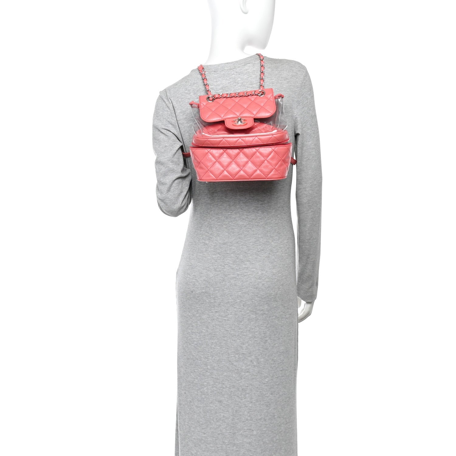 Crumpled Calfskin PVC Quilted Backpack Pink