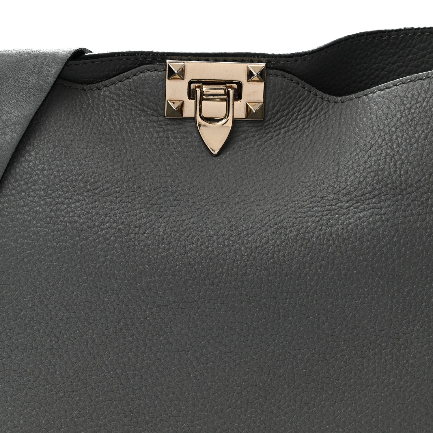Pebbled Calfskin Small Rockstud Flip-Lock Messenger Bag Light Stone