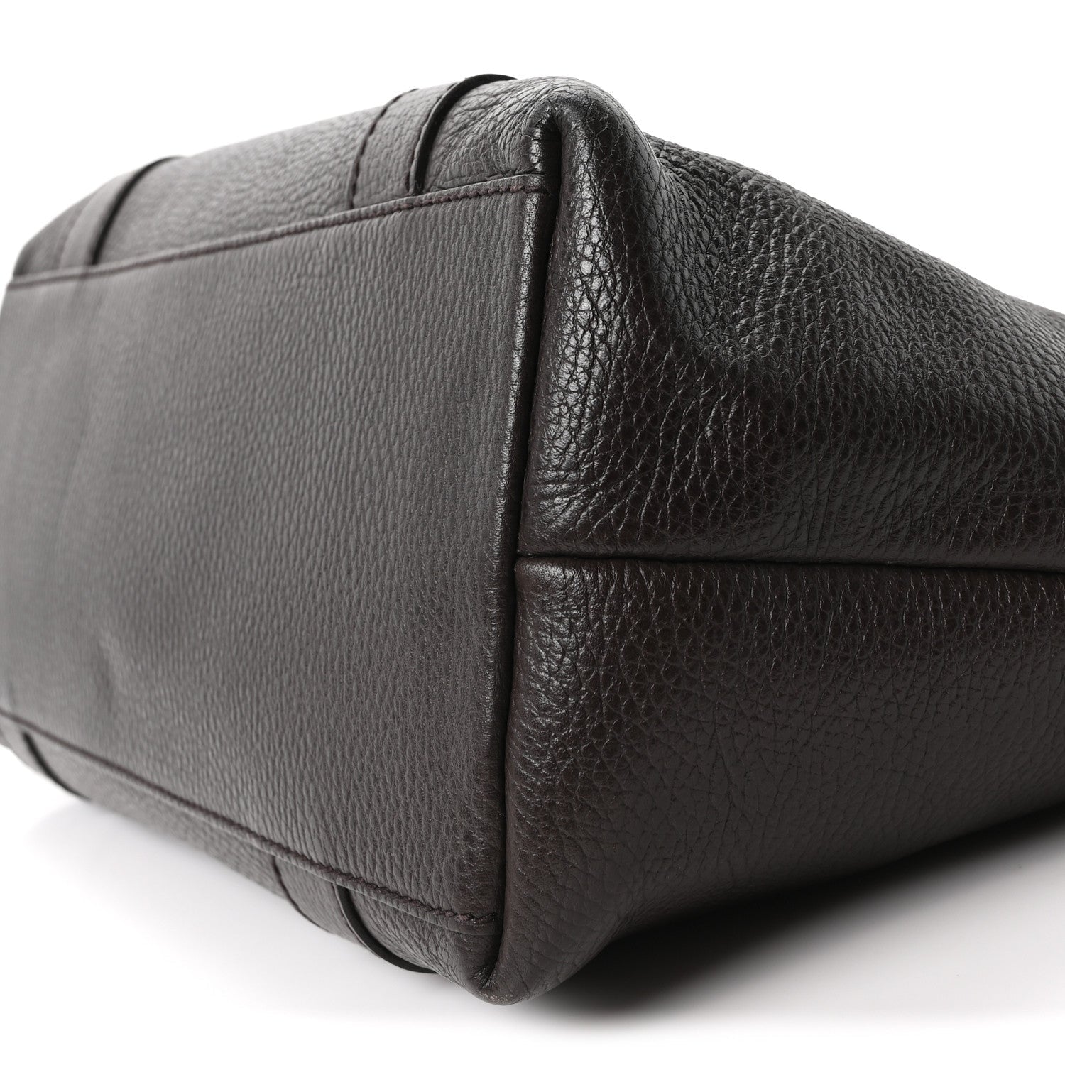 Calfskin Bamboo Top Handle Tote Dark Brown