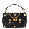 Nappa Large Roman Stud Shoulder Bag Black