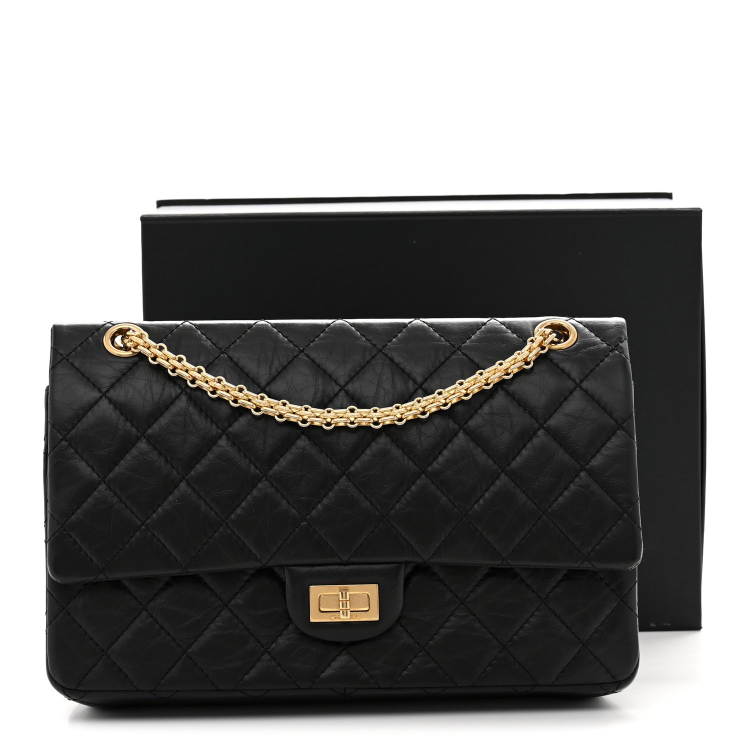 Aged Calfskin Quilted 2.55 Reissue 226 Flap Black