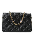 Lambskin Embossed Monogram Pochette Coussin Black
