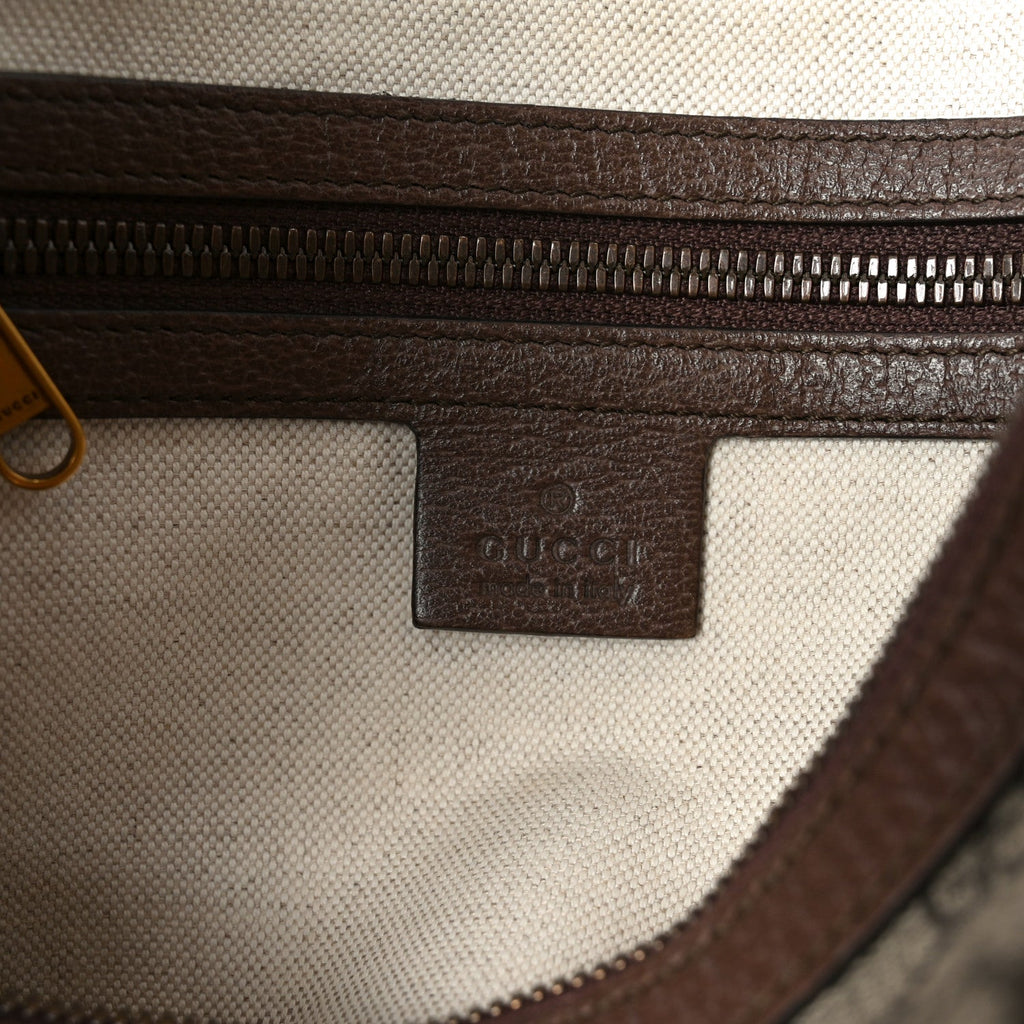 GG Supreme Monogram Web Small Ophidia Half Moon Hobo Brown