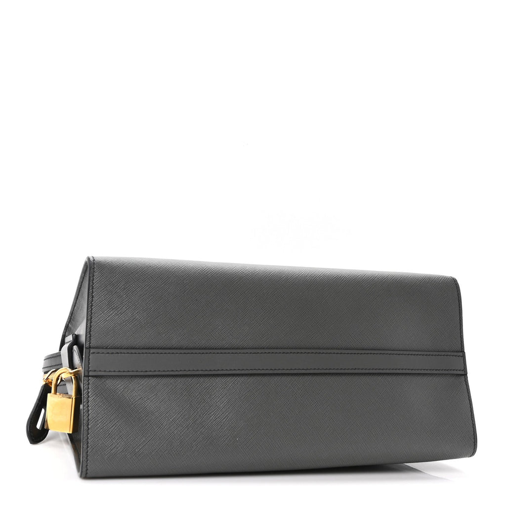 Saffiano City Calfskin Medium Esplanade Tote Mercurio Black