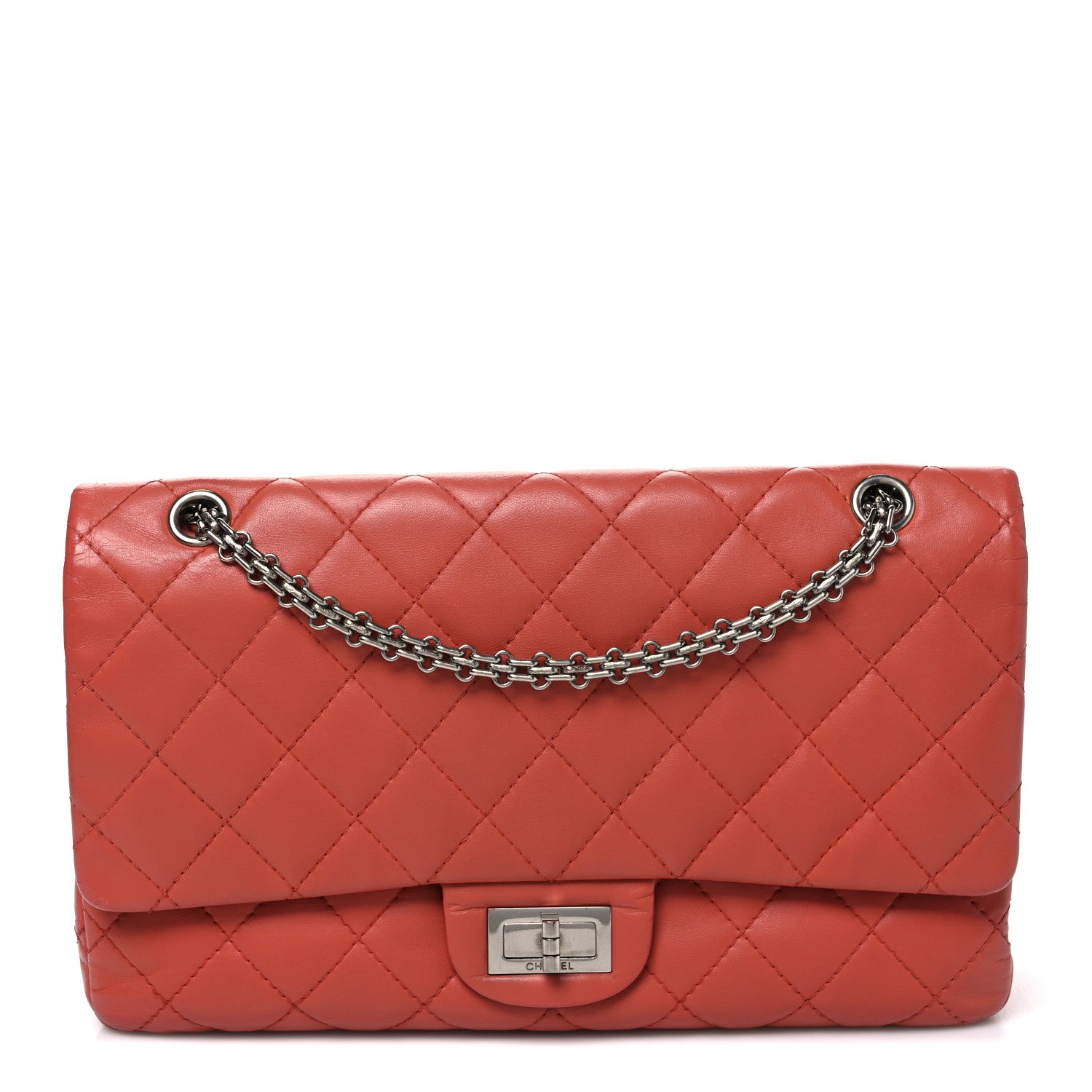 Aged Calfskin Quilted 2.55 Reissue 227 Flap Orange
