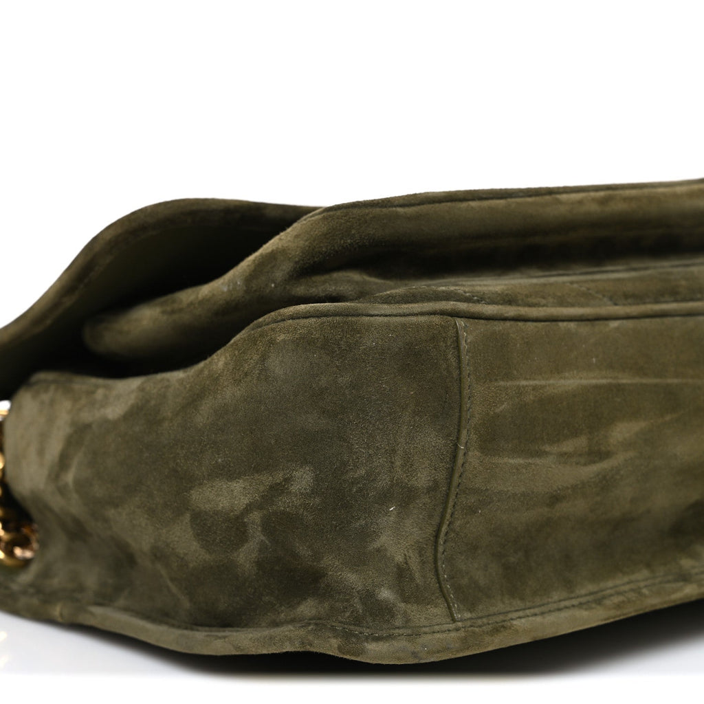Suede Monogram Medium Niki Chain Satchel Loden Green