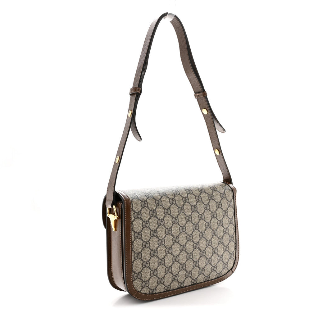GG Supreme Monogram Horsebit 1955 Shoulder Bag Beige Brown Sugar