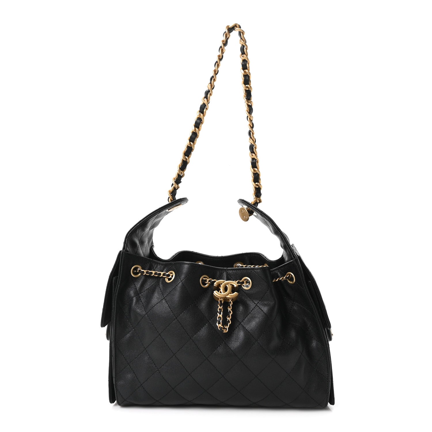 Caviar Quilted Small Chanel 25 Handbag Black Black
