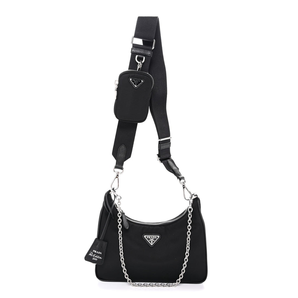 Re-Nylon Saffiano Re-Edition 2005 Shoulder Bag Black