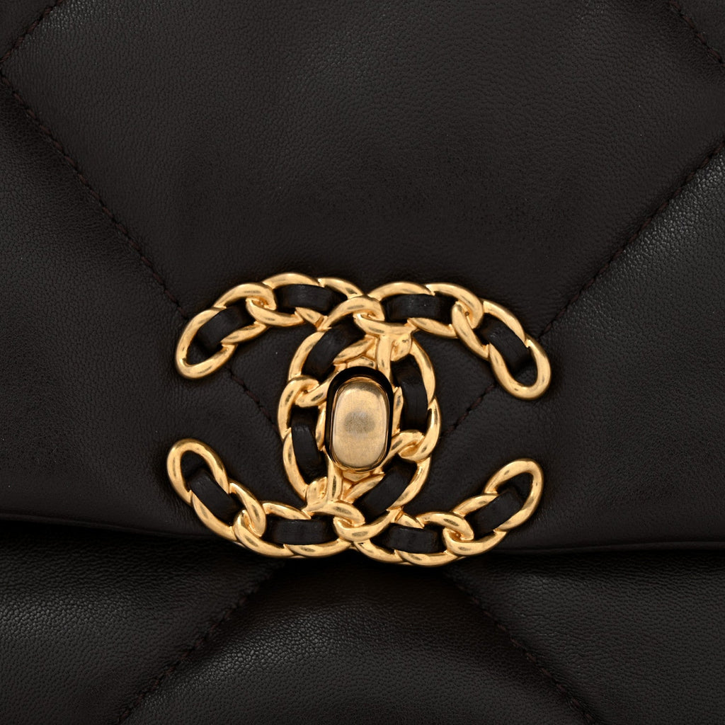 Lambskin Quilted Medium Chanel 19 Flap Dark Brown
